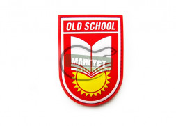 Шеврон "OLD SCHOOL" / красный с белым, желтым/размер 65х90 мм