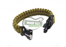 Браслет из паракорда Paracord Outdoors Survival /тан/огниво, свисток/