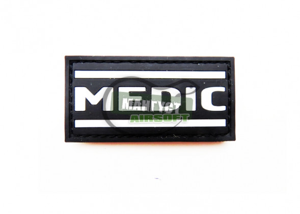 Шеврон с надписью "MEDIC" /черный с белым/ размер 70х35 мм   