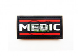 Шеврон с надписью "MEDIC" /черный с белым,красным/ размер 70х35 мм    